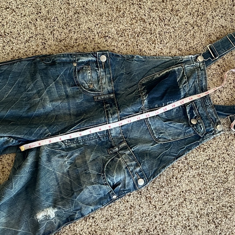 harmony and havoc distressed light wash denim overalls - Picture 12 of 16
